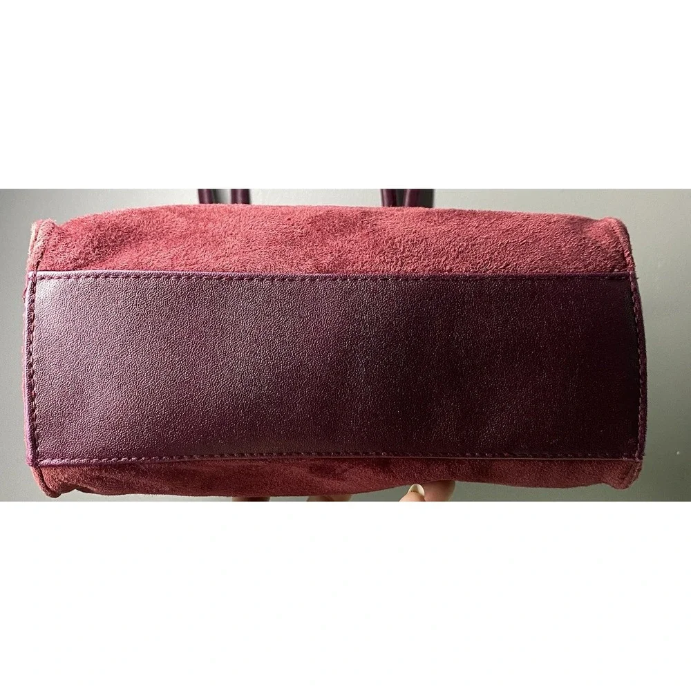 Unbranded Womens Leather Suede Purse‎ Burgundy Shoulder Bag 9x9x2.5